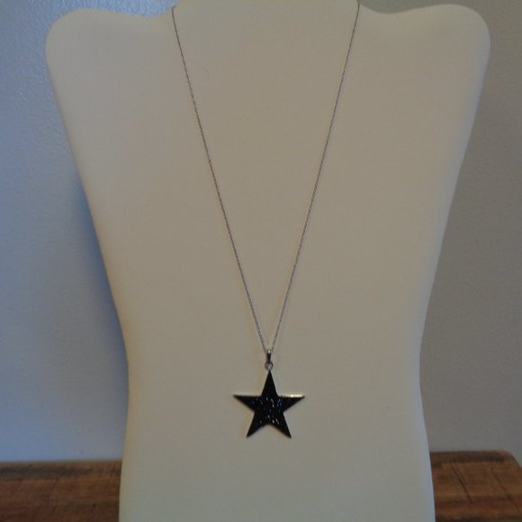 Black Spinel Sterling Silver Star Pendant w/Chain NIB - Picture 2 of 12